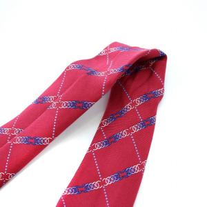 CHANEL ネクタイ シルク 総柄 イタリア製 赤 レッド