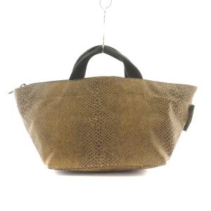 Hervé Chapelier 901F 舟形 ハンドバッグ ミニトートバッグ アニマル柄 ナイロン 茶 ブラウン