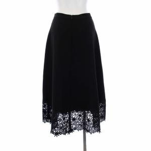 ANAYI 18SS ダブルクロス 刺繍 フレアスカート ロング 38 M 黒 ブラック