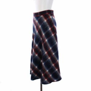 ANAYI ウールモヘヤ チェックスカート ロング フレア 38 M マルチカラー