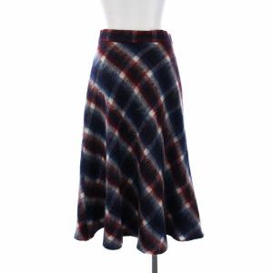 ANAYI ウールモヘヤ チェックスカート ロング フレア 38 M マルチカラー