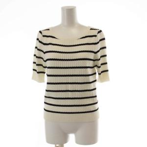 19SS サマーニット 五分袖 ボーダー 38 M 黒 ブラック 白 ホワイト