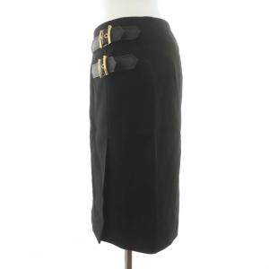 Emilio Pucci タイトスカート ベルテッド バックジップ ウール ひざ丈 36 S 黒 ブラック