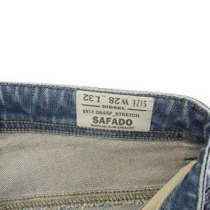 DIESEL SAFADO デニムパンツ ジーンズ ストレート ボタンフライ ダメージ加工 W28 L32 S 青 ブルー 0845F