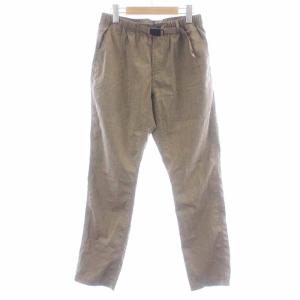 20SS ドライストレッチ ナローパンツ クライミングパンツ テーパードパンツ ジップフライ ベルト 麻 リネン混 M 茶系
