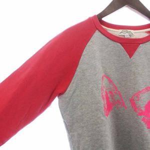 Maison Kitsuné ラグランスウェット トレーナー クルーネック 長袖 XS 赤 レッド グレー