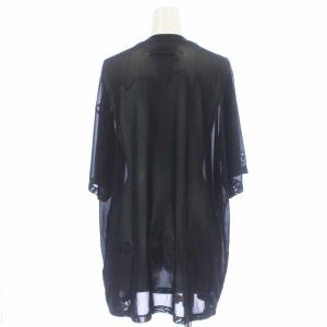MM6 Maison Margiela 22SS メッシュTシャツ カットソー クルーネック シースルー 半袖 薄手 ロゴ S 黒 ブラック S52GC0228