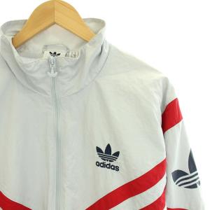 adidas Originals トラックジャケット ナイロン ジャンパー ジップアップ 裏地メッシュ ロゴ ライン 大きいサイズ 2XO XXXL ライトグレー