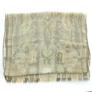 ETRO ストール マフラー 絹 シルク 薄手 総柄 ベージュ