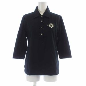 シャツ カットソー ステンカラー 七分袖 刺繍 ロゴ 42 L 黒 ブラック