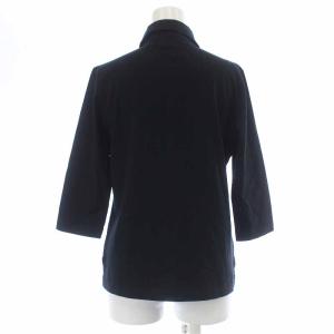 LACOSTE シャツ カットソー ステンカラー 七分袖 刺繍 ロゴ 42 L 黒 ブラック