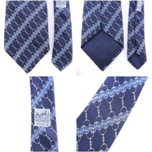 HERMES ネクタイ 3本セット まとめ売り レギュラータイ 総柄 チェーン シルク 赤 レッド 紺 ネイビー