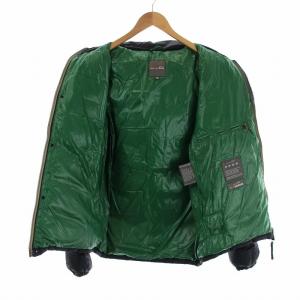 DUVETICA ダウンジャケット ミドル ジップアップ フード 46 S 紺 ネイビー 茶色 ブラウン 緑 グリーン GY09