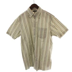 カジュアルシャツ シャツ 半袖 ボタンダウン ストライプ 2L 緑 グリーン