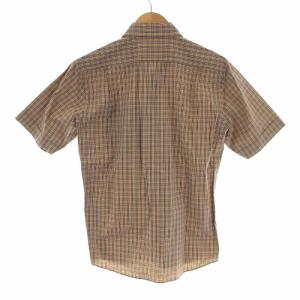 BURBERRY BLACK LABEL カジュアルシャツ 半袖 レギュラーカラー ワンポイント ノバチェック 1 S ベージュ 黒 ブラック 白 ホワイト 赤 レッド