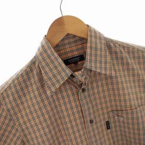 BURBERRY BLACK LABEL カジュアルシャツ 半袖 レギュラーカラー ワンポイント ノバチェック 1 S ベージュ 黒 ブラック 白 ホワイト 赤 レッド