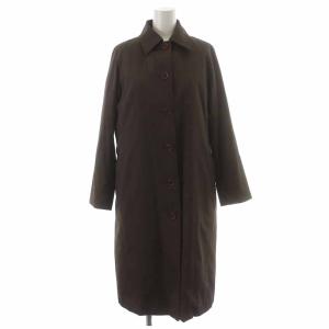 ロングコート シルク混 中綿ライナー付き 裏地ノバチェック 7 S 茶 ブラウン