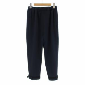 René 21年製 クロップドパンツ テーパード ストレッチ イージー リボン 34 XS 紺 ネイビー GY09