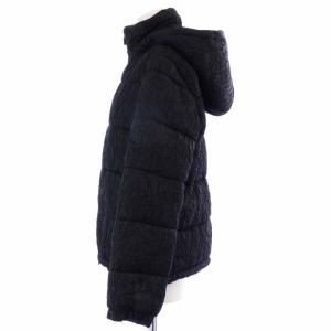 ASPESI ダウンジャケット 中綿ジャケット ジップアップ フード 絹 シルク ウール混 M 黒 ブラック