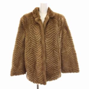 銀サガ 毛皮コート ショート ミンクファー アウター 9 M 茶 ブラウン
