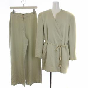 セットアップ 上下 テーラードジャケット 総裏地 紐付き ワイドパンツ ジップフライ イタリア製 40 M ベージュ