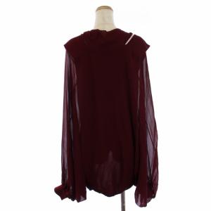 VALENTINO ボウタイブラウス シアー シルク 40 ボルドー