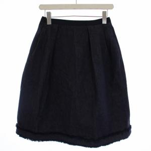 21年製 Monroe Denim Skirt フレア デニムスカートフリンジ 38 ネイビー