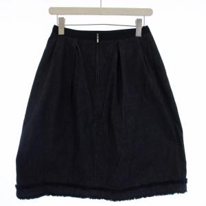 FOXEY NEW YORK 21年製 Monroe Denim Skirt フレア デニムスカートフリンジ 38 ネイビー