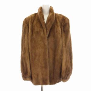 銀サガ 毛皮コート ハーフ ミンクファー アウター 11 L 茶 ブラウン