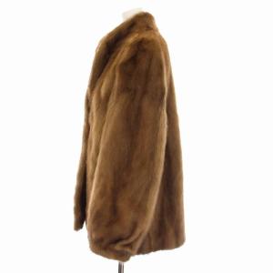 SAGA MINK 銀サガ 毛皮コート ハーフ ミンクファー アウター 11 L 茶 ブラウン