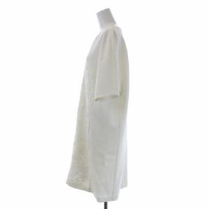 FOXEY NEW YORK Rosette Fil Coupe Dress ワンピース 半袖 ひざ丈 スキッパー ジャガード 42 XL 白 ホワイト