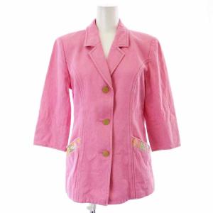 FASHION テーラードジャケット シングル 3B 七分袖 絹 シルク 9AR M ピンク 0251403