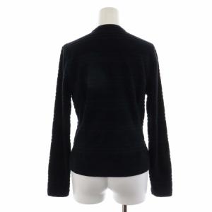 BURBERRY LONDON ノーカラージャケット ボーダー ジップアップ パイル地 ストレッチ素材 1 S 黒 ブラック