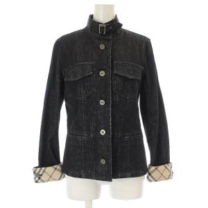 デニムジャケット Gジャン スタンドカラー 裏地ノバチェック 38 M 黒 ブラック