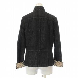 BURBERRY LONDON デニムジャケット Gジャン スタンドカラー 裏地ノバチェック 38 M 黒 ブラック