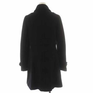 BURBERRY BLUE LABEL ロングコート ウール 裏地チェック ロゴボタン 40 L 黒 ブラック