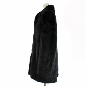 SAGA MINK ブラックミンク シェアード ファーコート ハーフ アウター 11 L 黒 ブラック