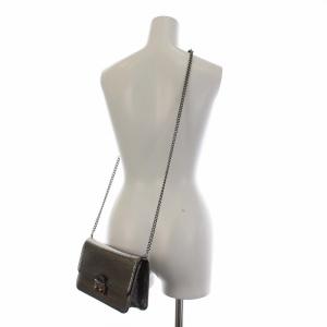 Christian Dior チェーンショルダーバッグ クラッチバッグ 2WAY レザー メタリックカーキ