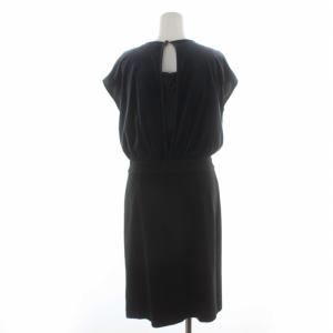 ANAYI ワンピース カシュクール ベルベット レイヤード ひざ丈 38 M 黒 ブラック 紺 ネイビー