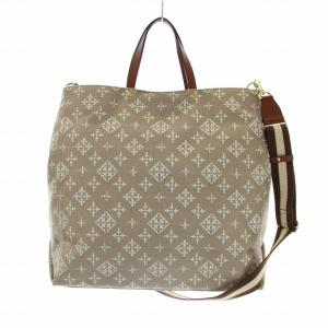 russet ショッパー SHOPPER トートバッグ ショルダーバッグ 2WAY 総柄 キャンバス レザー L ベージュ 白 ホワイト