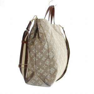 russet ショッパー SHOPPER トートバッグ ショルダーバッグ 2WAY 総柄 キャンバス レザー L ベージュ 白 ホワイト