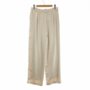 CLANE 22AW サテンスラックスパンツ SATIN SLACKS PANTS ワイド センタータック 2 M ライトベージュ 13110-7202