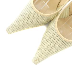 Sergio Rossi パンプス サンダル ストラップ ポインテッドトゥ スクエアトゥ ハイヒール メッシュ 36.5 23.5cm ベージュ