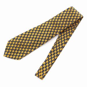 CHANEL ネクタイ ココマーク トランプ柄 チェーン シルク100％ 黄色 イエロー 紺 ネイビー