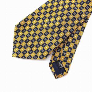CHANEL ネクタイ ココマーク トランプ柄 チェーン シルク100％ 黄色 イエロー 紺 ネイビー