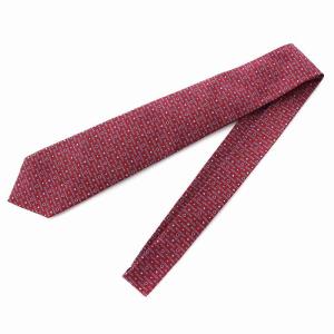 BVLGARI ネクタイ ロゴ ハート柄 シルク100％ 赤 ボルドー 青