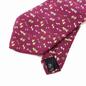 Salvatore Ferragamo ネクタイ 総柄 アニマル柄 シルク100％ 紫 パープル