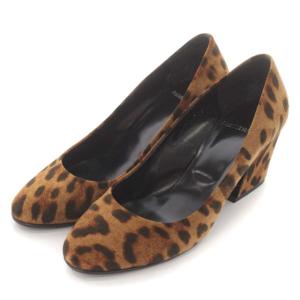PIERRE HARDY パンプス チャンキーヒール レオパード ヒョウ柄 スエード ラウンドトゥ 靴 シューズ 37 23.5cm 茶 ブラウン
