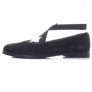 MARGARET HOWELL idea バレエシューズ パンプス フラット ストラップ ゴム スエード 22.5cm 黒 ブラック