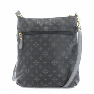 russet フラットショルダーバッグ ポシェット 斜めがけ モノグラム ナイロン グレー 水色 ライトブルー OF